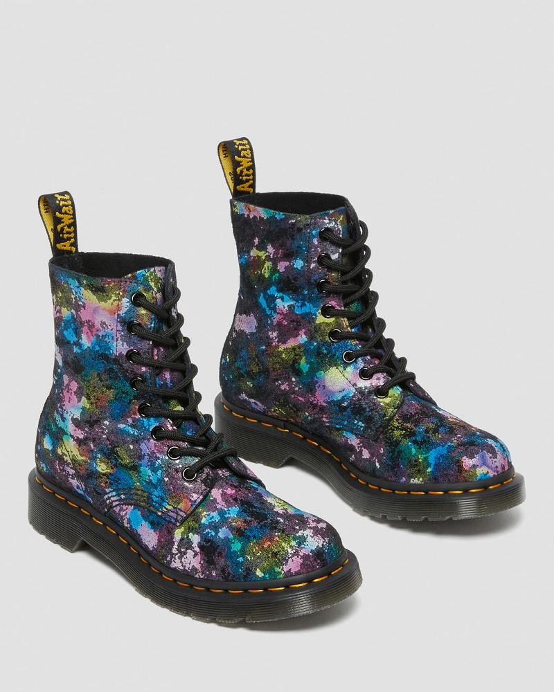 Dr Martens 1460 Pascal Confetti Ruskind Snørestøvler Dame Sort | DK 182DFM